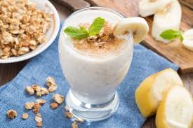Oats and Almond Butter Shake served in a glass