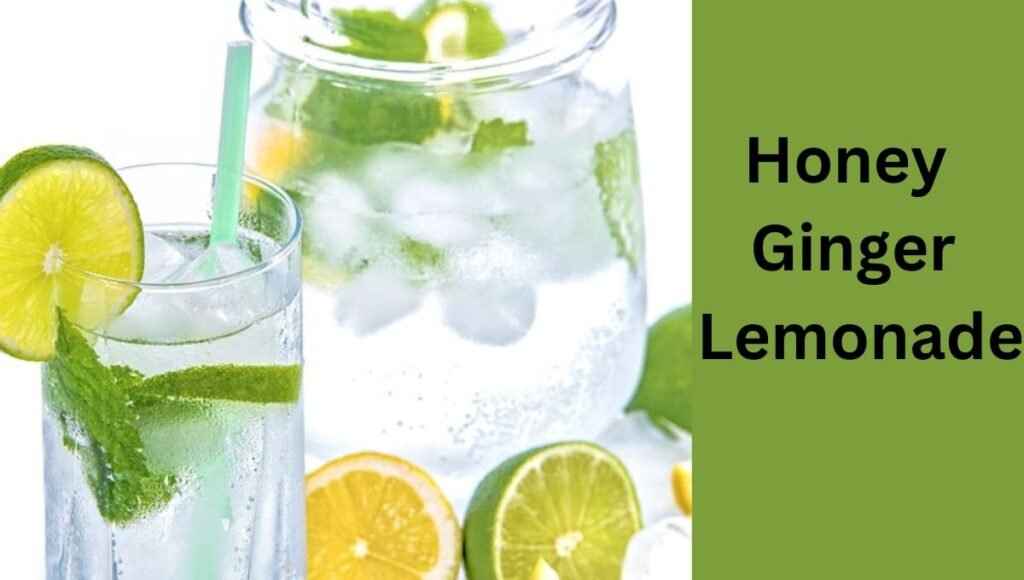 Refreshing honey ginger lemonade served in a glass with lemon slices and a sprig of mint