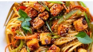 Vegan Garlic Noodles with Tofu