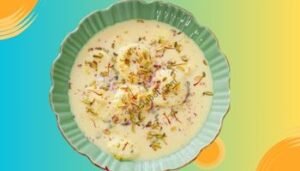 Pistachio-flavored rasmalai for extra crunch